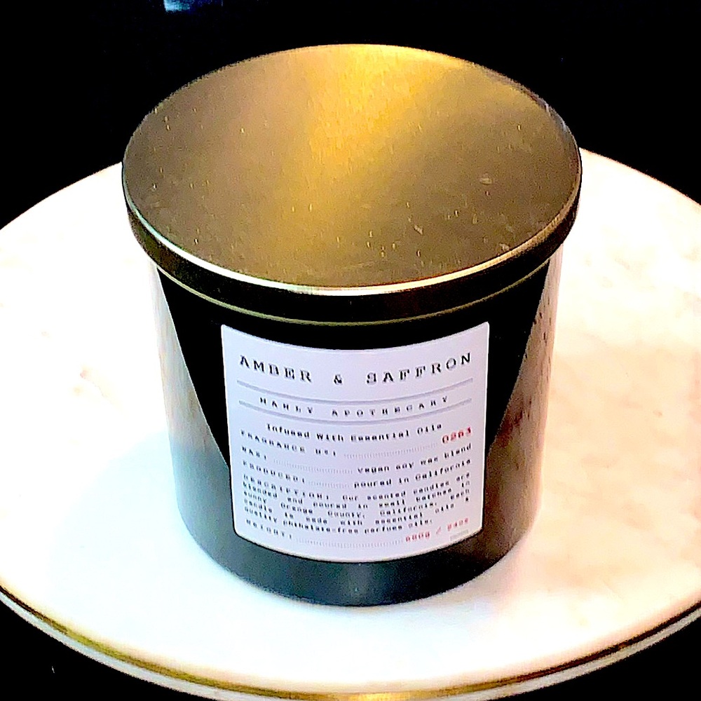 LEOBEN CO CANDLE AMBER SAFRON MANLY APOTHECARY NEW 24 oz 3 WICK VEGAN SOY BLEND